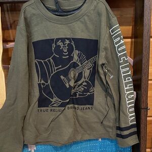 True Religion Olive Graphic Guitar Buddha Shirt